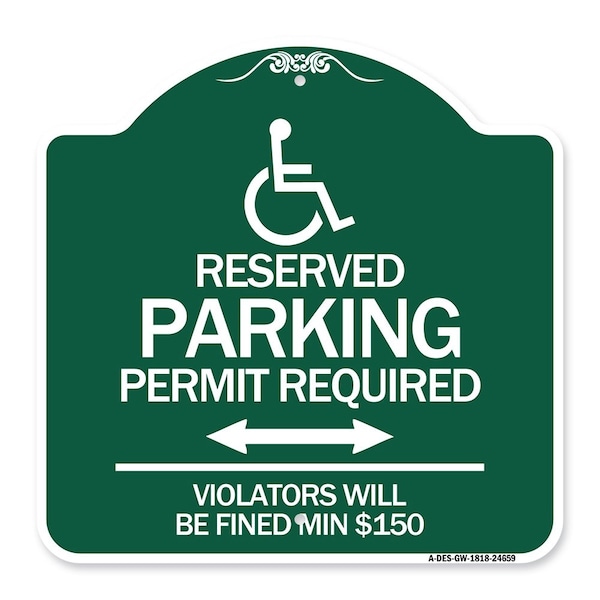 Signmission Connecticut Reserved Parking Permit Required Violators Fined Min $150 Alum, 18" x 18", GW-1818-24659 A-DES-GW-1818-24659 - main